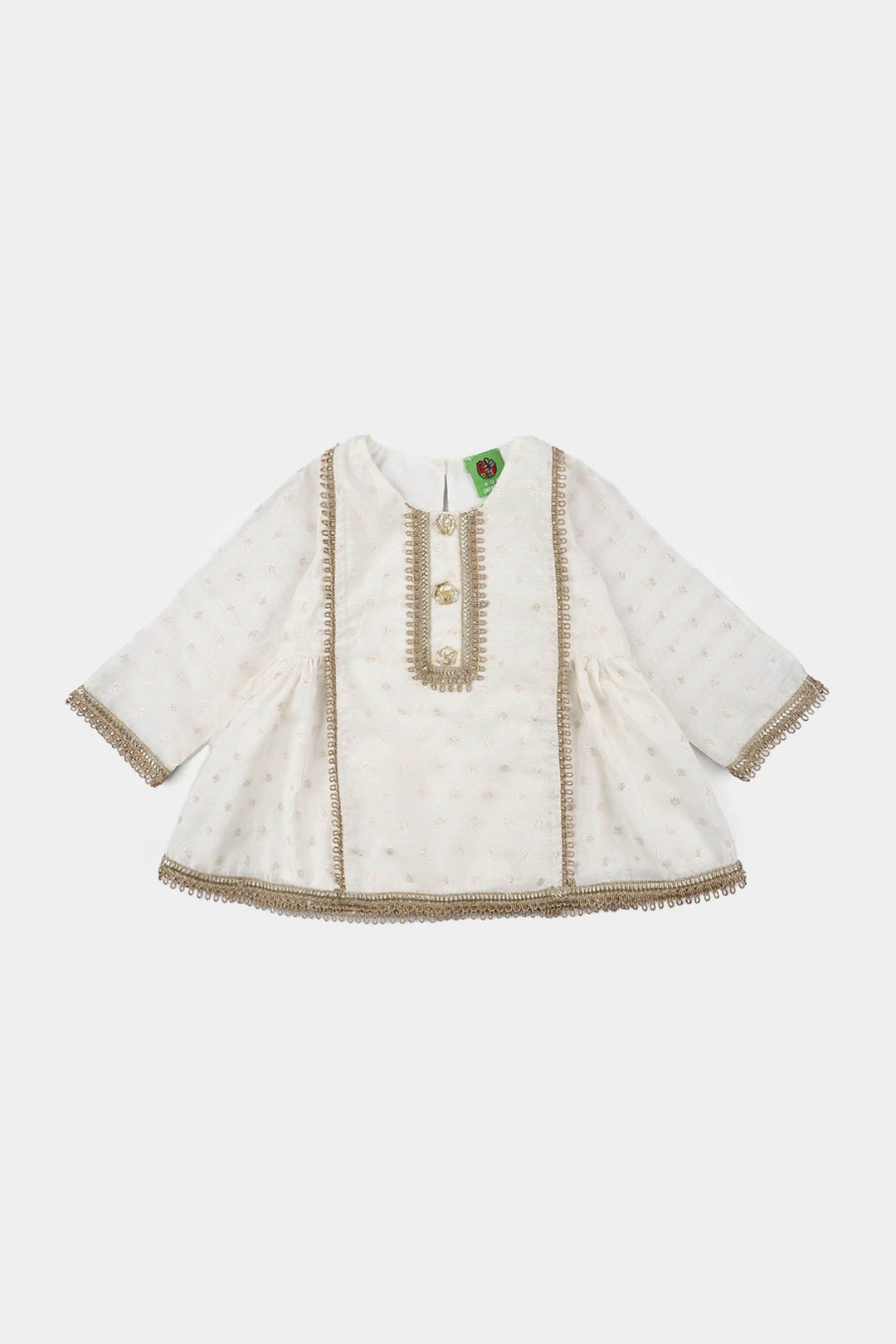 Infant Girls Raw Silk 3 Pcs Chandni - Off White