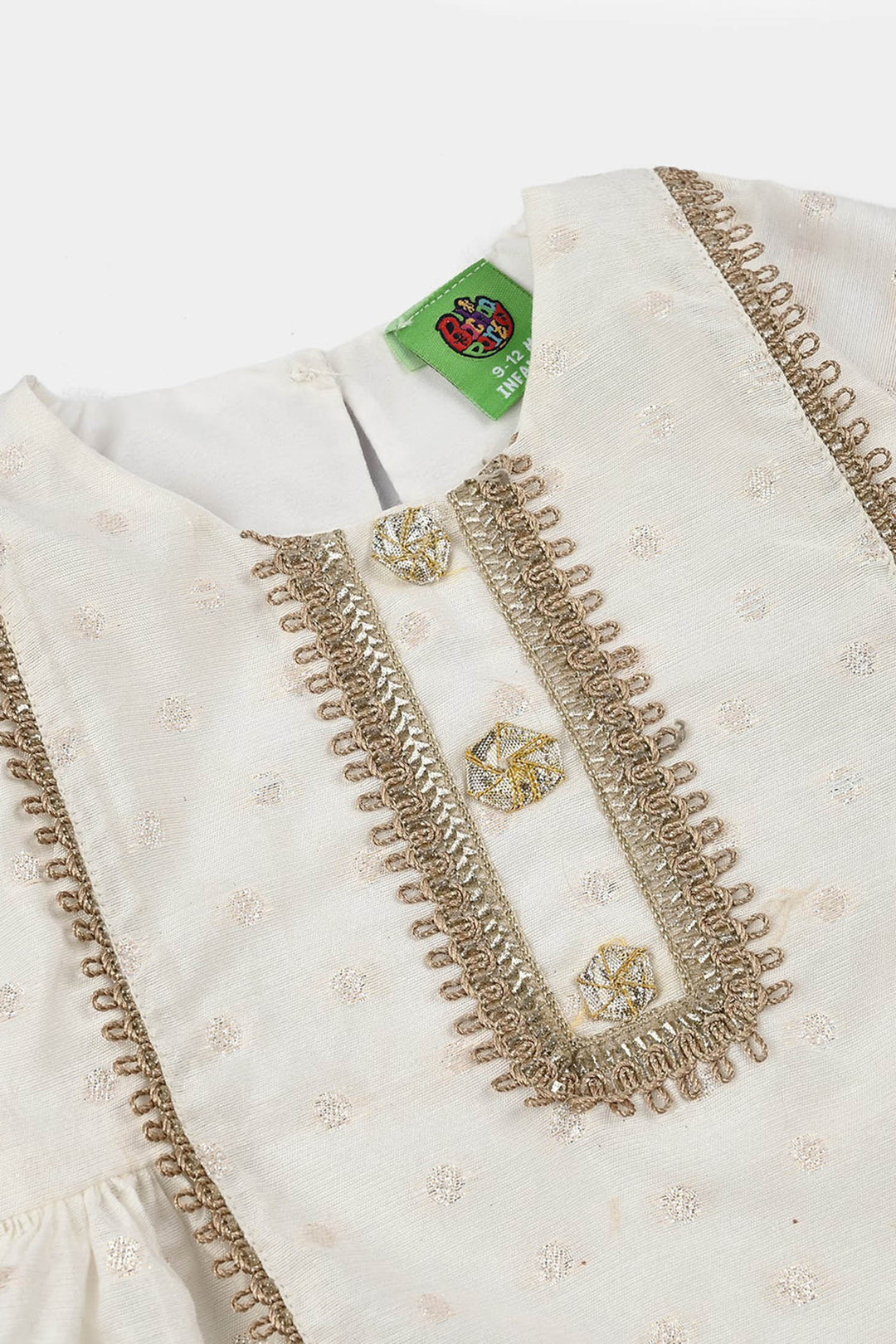 Infant Girls Raw Silk 3 Pcs Chandni - Off White