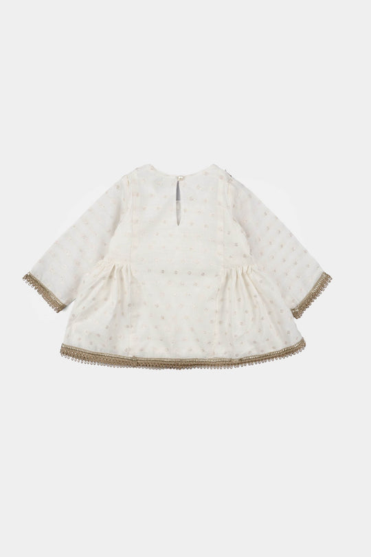 Infant Girls Raw Silk 3 Pcs Chandni - Off White