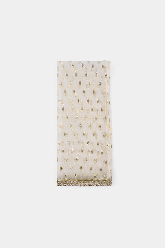 Infant Girls Raw Silk 3 Pcs Chandni - Off White
