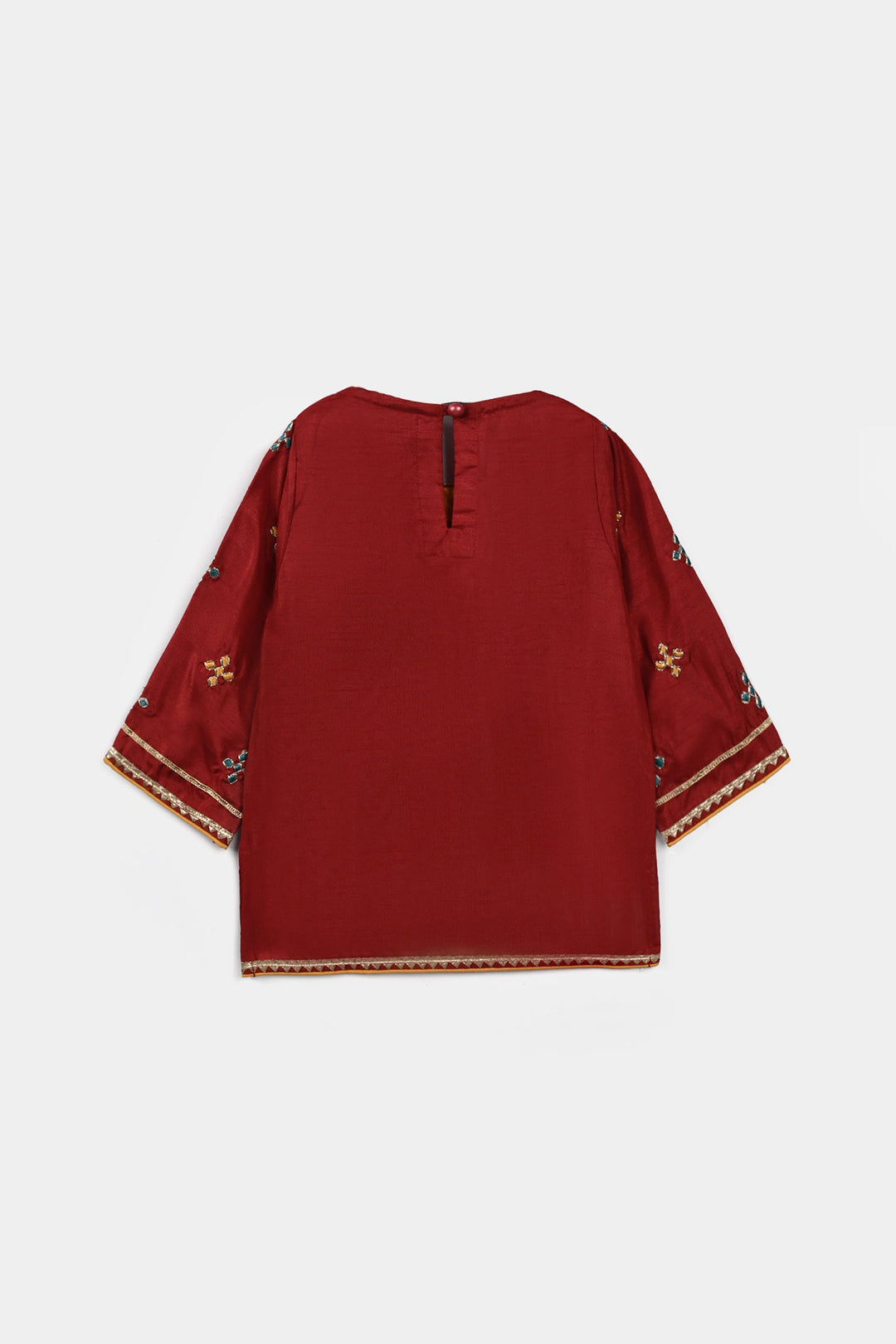 Infant Girls Raw Silk 2 Pcs Little Desi - Red