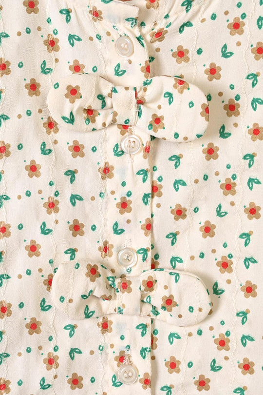 Girls Poly Cotton Casual Top Spiral - Off White