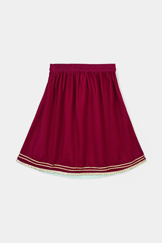 Infant Girls Velvet 2Pcs Little Pari- Maroon