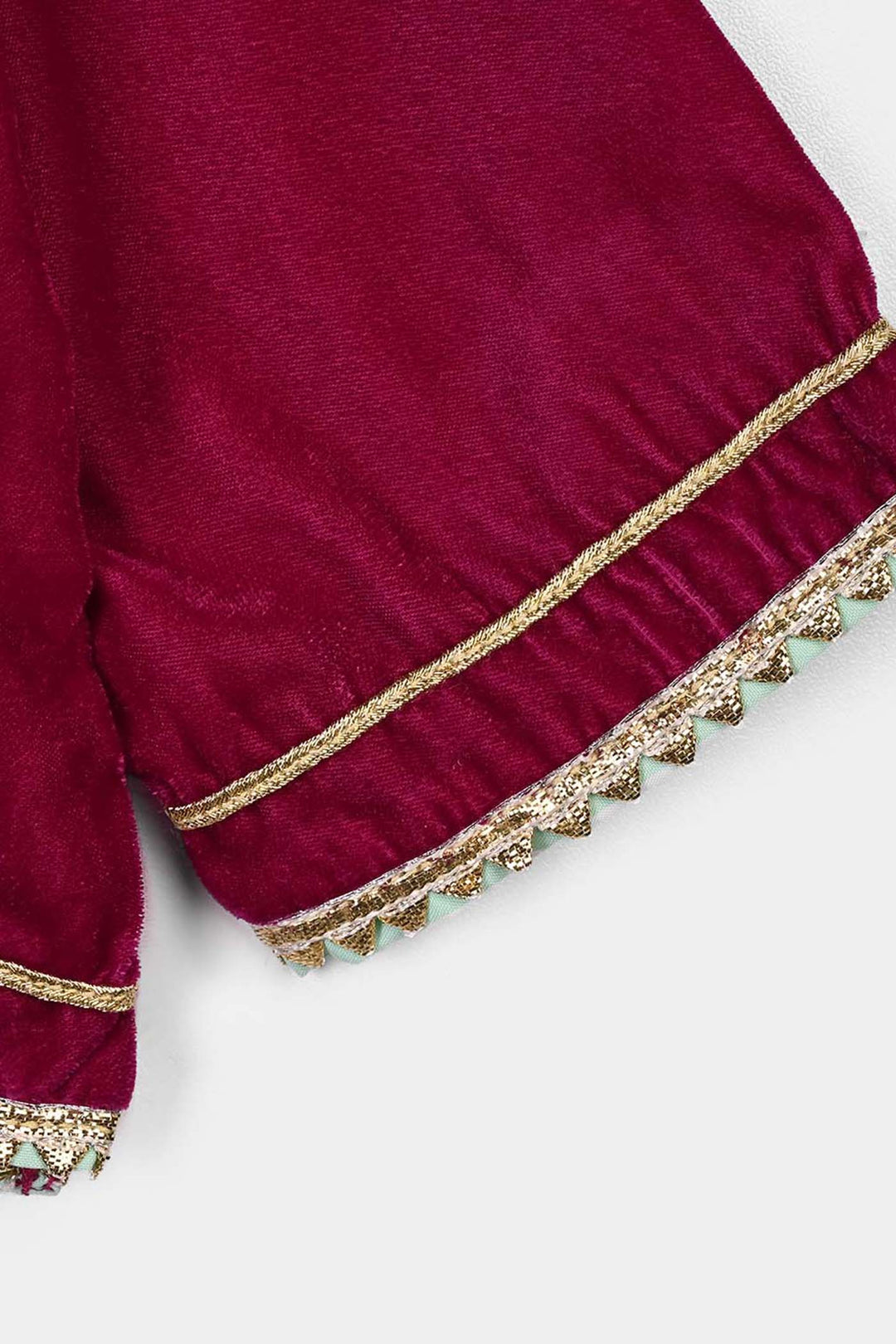 Infant Girls Velvet 2Pcs Little Pari- Maroon