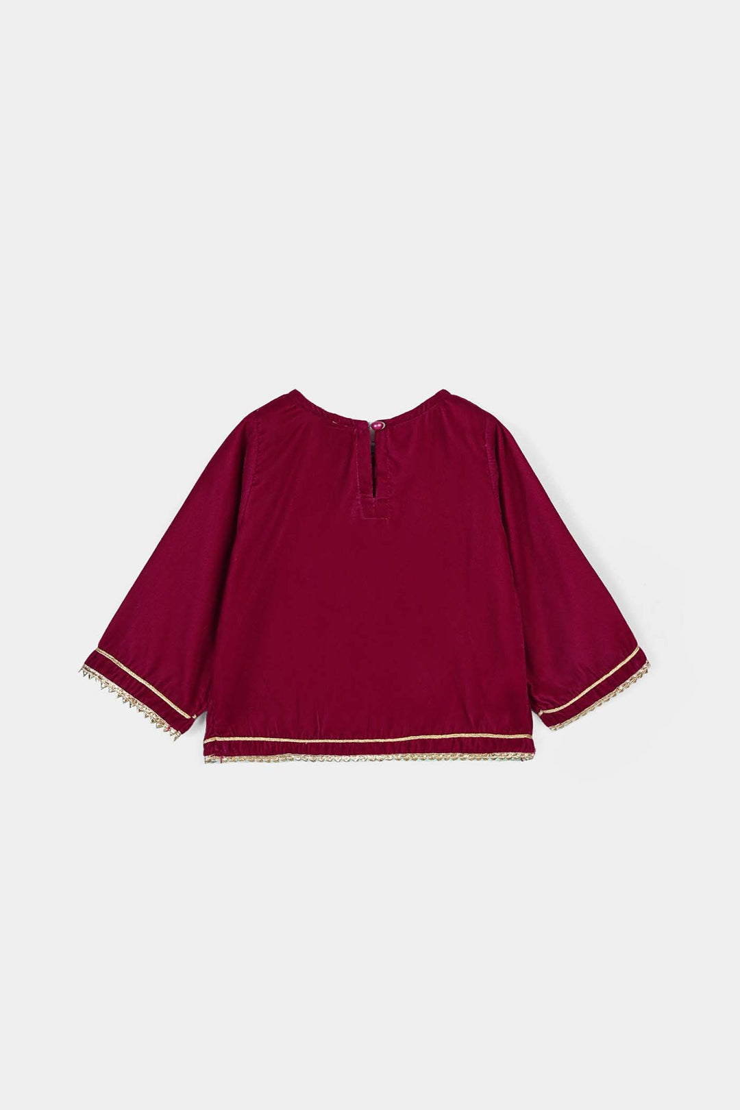 Infant Girls Velvet 2Pcs Little Pari- Maroon