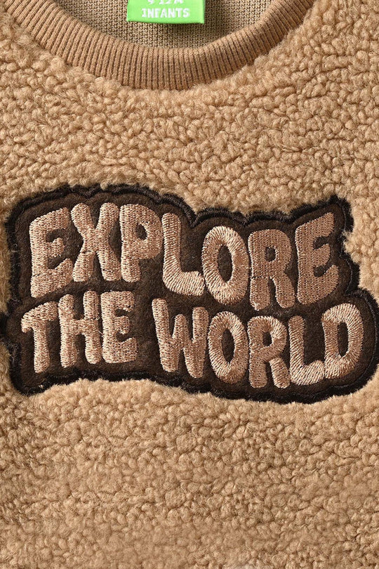 Infant Boys Sherpa 2 Pcs Suit Lil Explorer - Brown