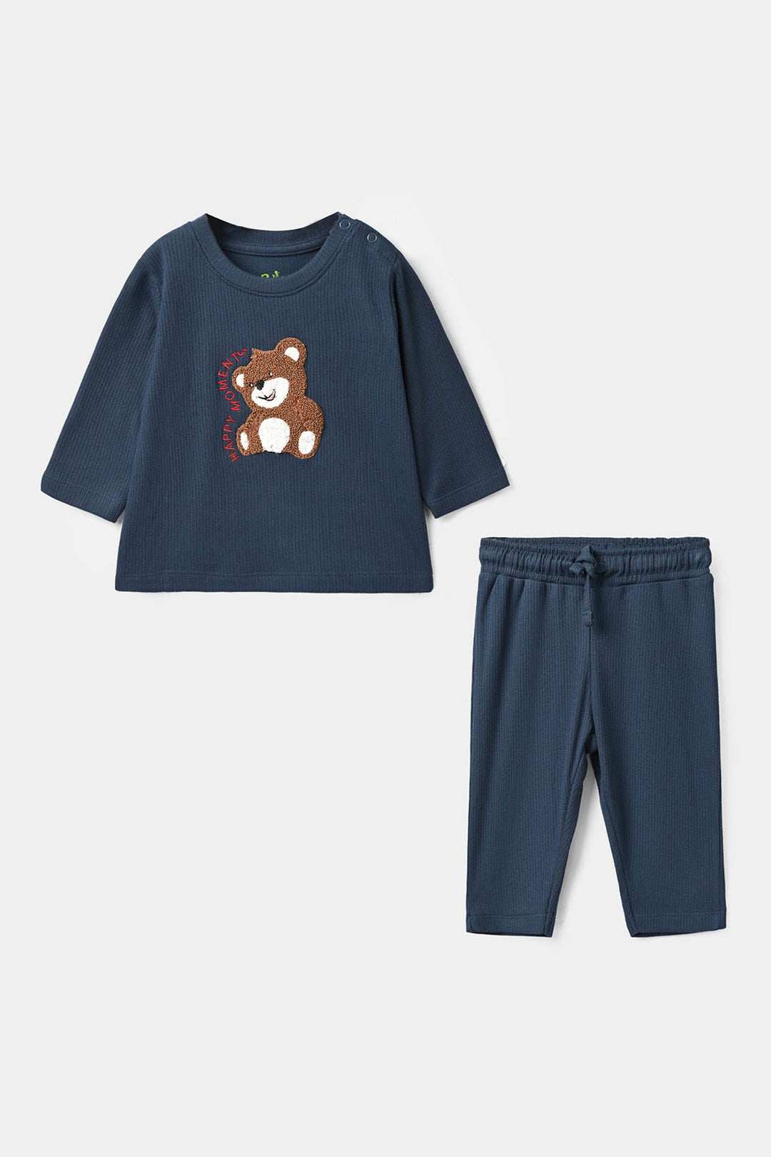Infant Boys Cotton Terry 2 Pcs Suit Happy Moments - Navy