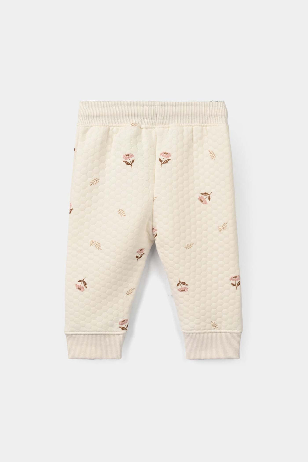 Infant Girls Quilted 2 Pcs Suit Floral - White