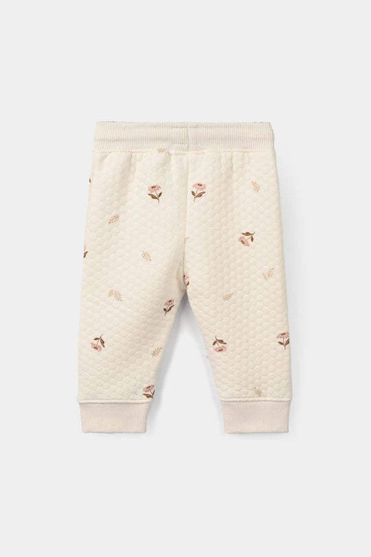 Infant Girls Quilted 2 Pcs Suit Floral - White
