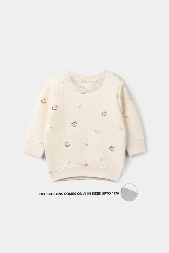 Infant Girls Quilted 2 Pcs Suit Floral - White