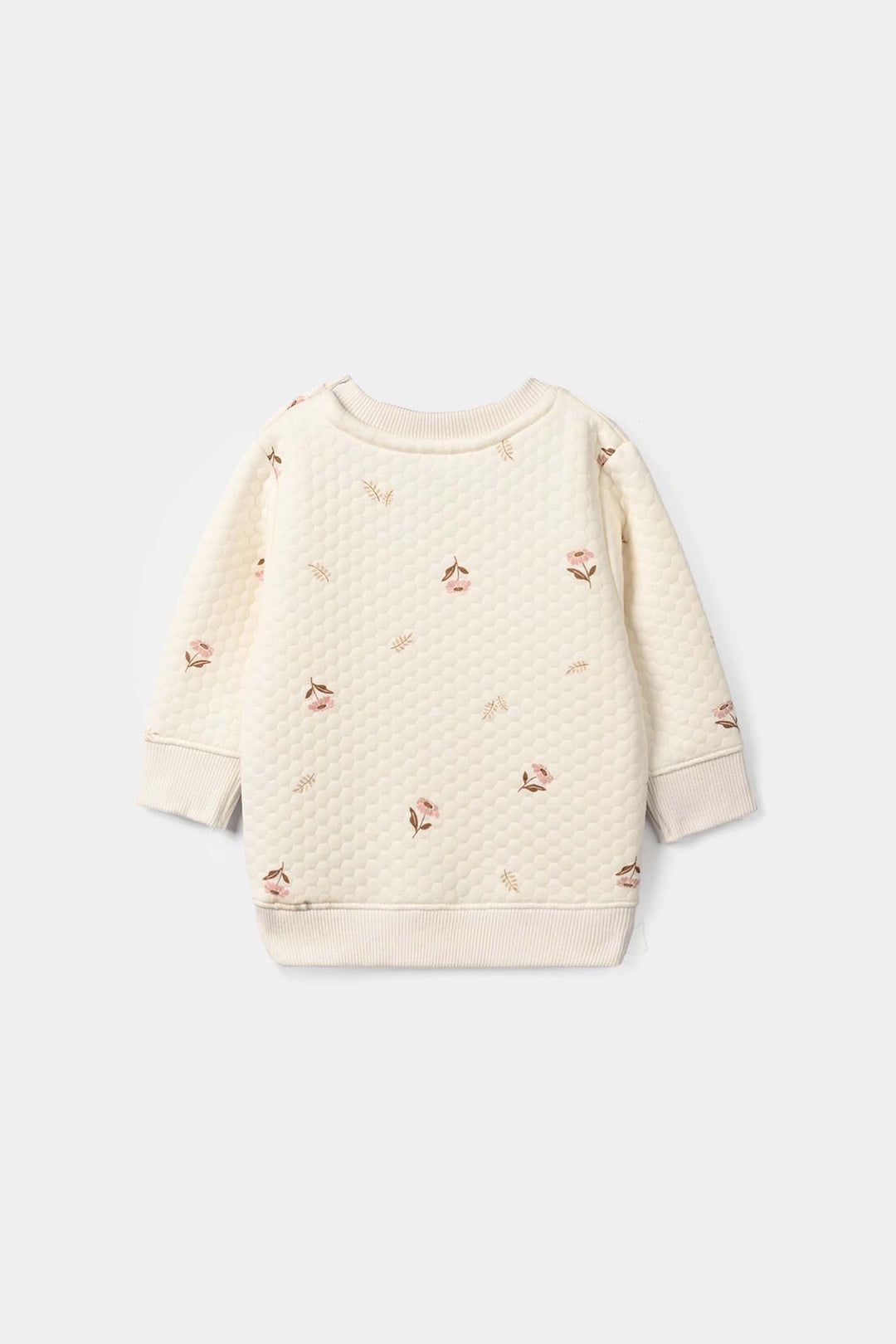Infant Girls Quilted 2 Pcs Suit Floral - White