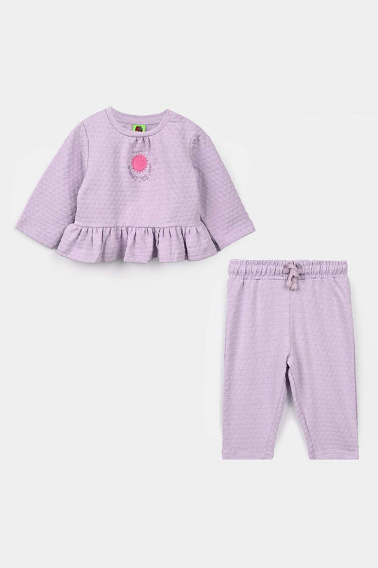 Infant Girls Cotton Jersey 2Pcs Suit Bloom-Purple