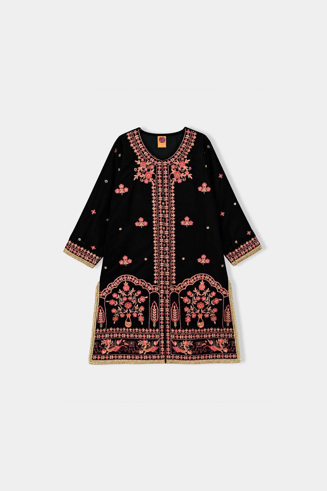Girls Velvet 3Pcs Shahi-Green