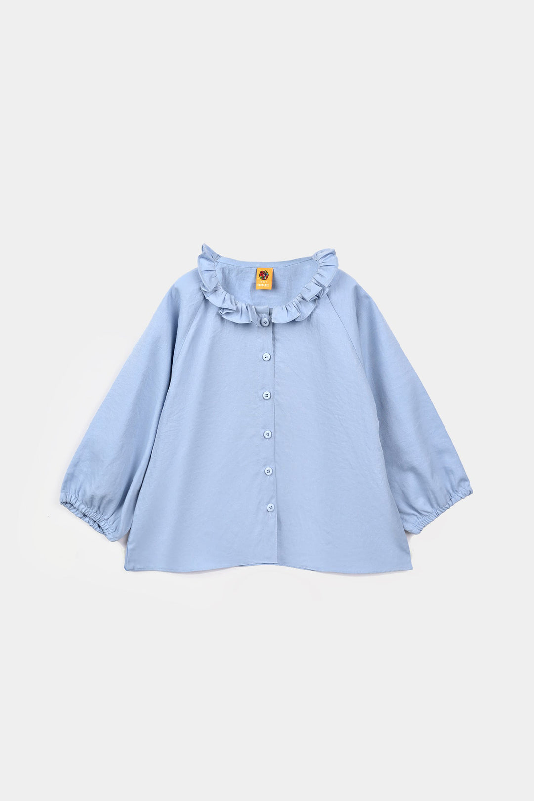 Girls Poly Cotton Casual Top - Sky Blue