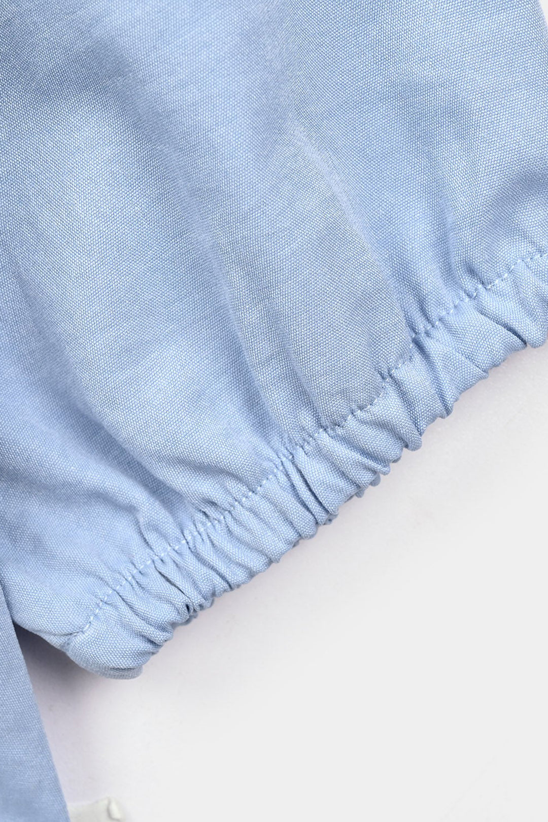Girls Poly Cotton Casual Top - Sky Blue