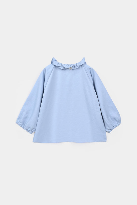 Girls Poly Cotton Casual Top - Sky Blue