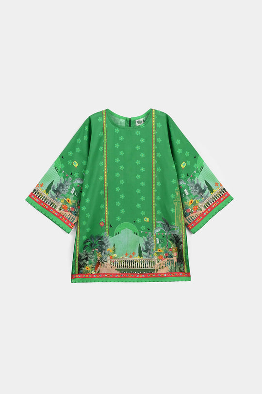 Girls Cotton Kite Kurti – Green