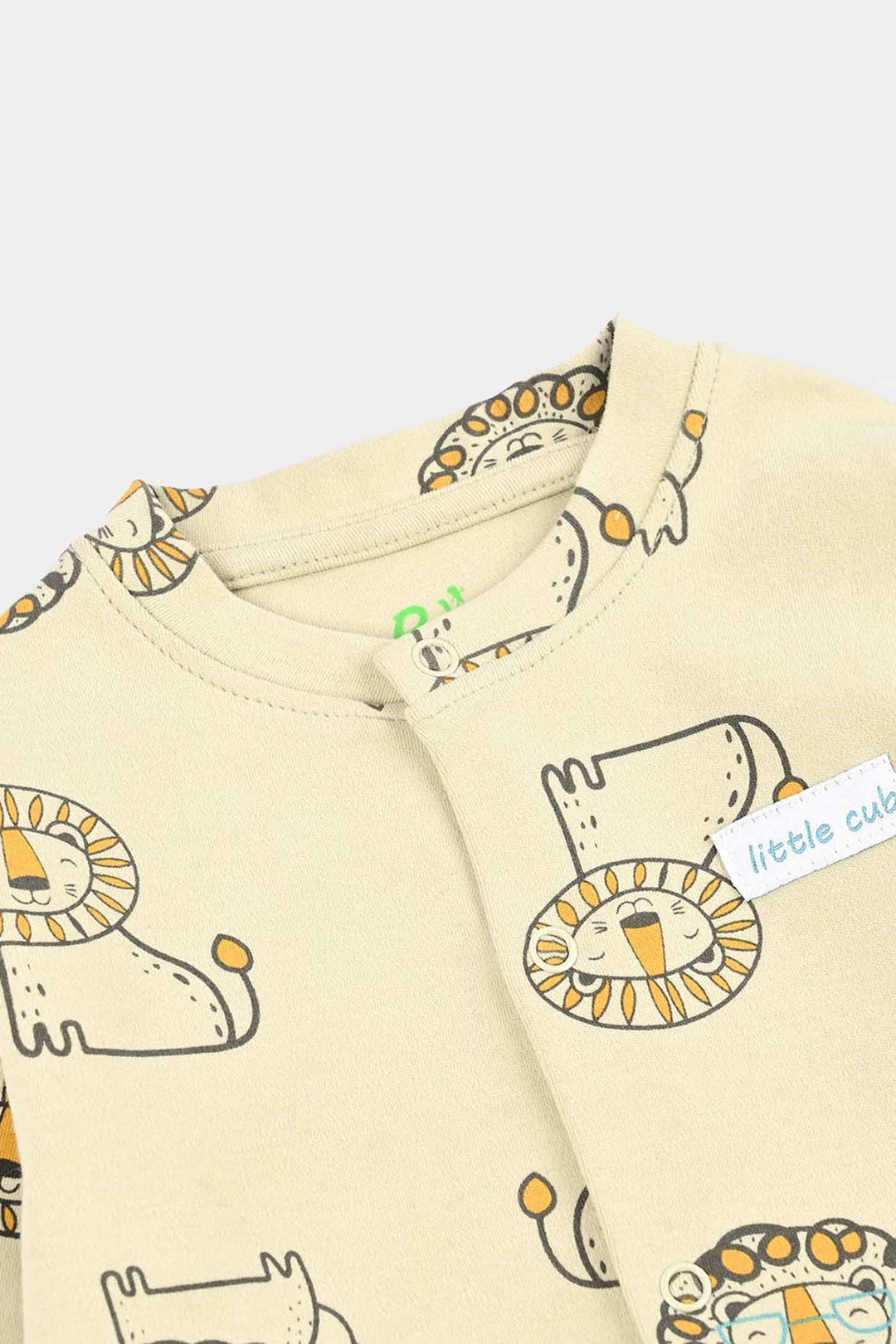 Infant Boys Yarn Dyed Rib Knitted Romper LION-OFF-White