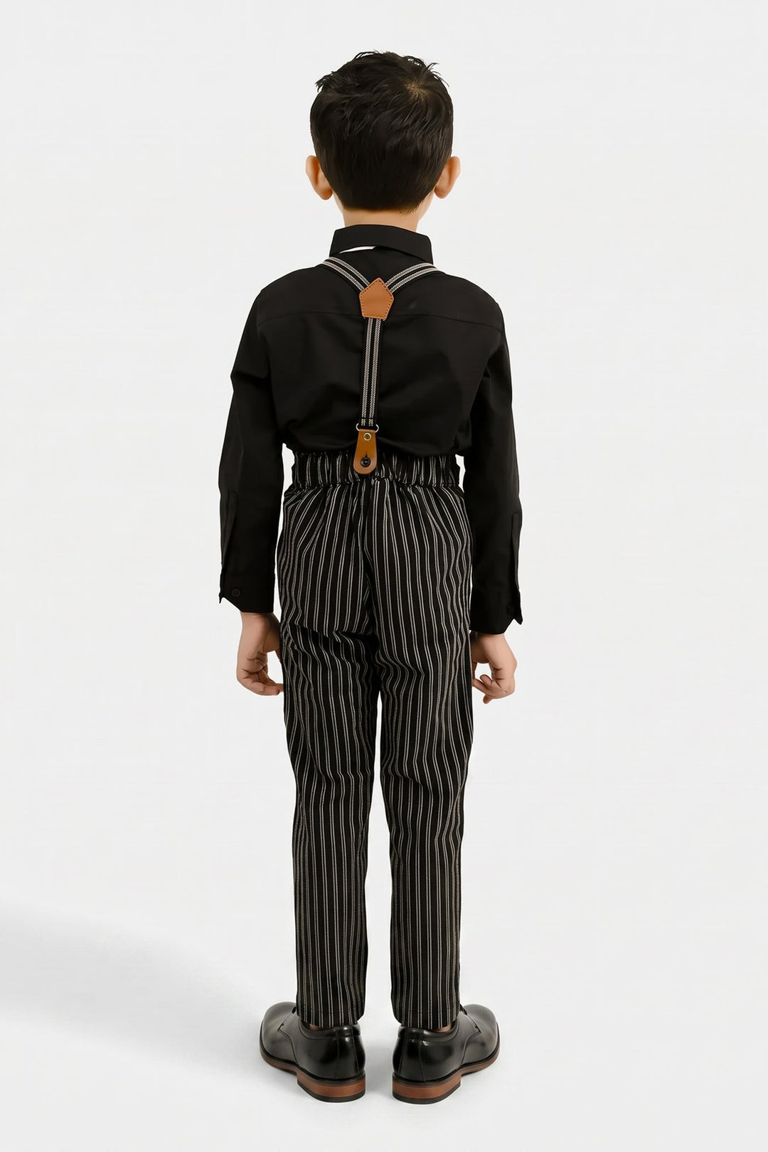 Boys Yarn Dyed 2PC Suit-Linear - BLACK