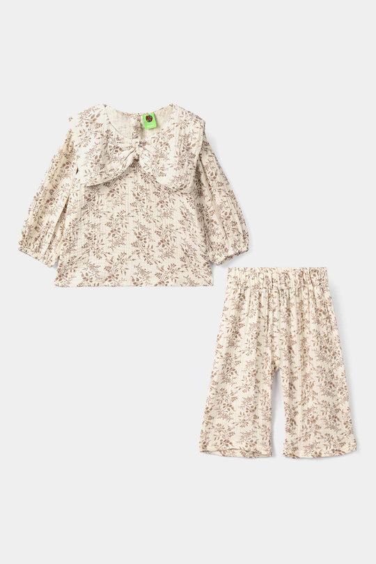 Infant Girls Gauze 2 Pc Suit - Botanical - Off White