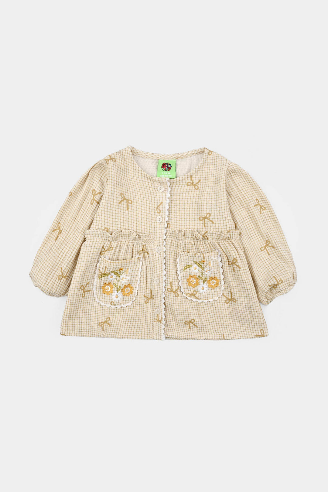 Infant Girls Gauze 2 Pc Suit - Mustard Bouquet - Off White