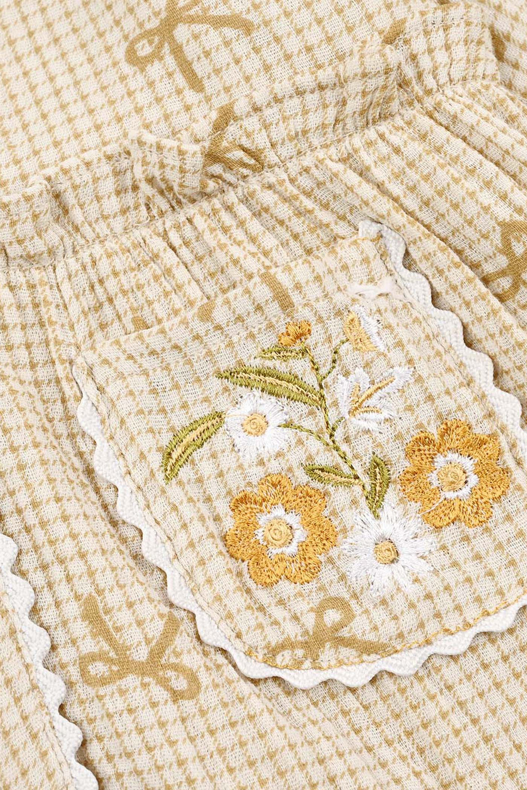 Infant Girls Gauze 2 Pc Suit - Mustard Bouquet - Off White