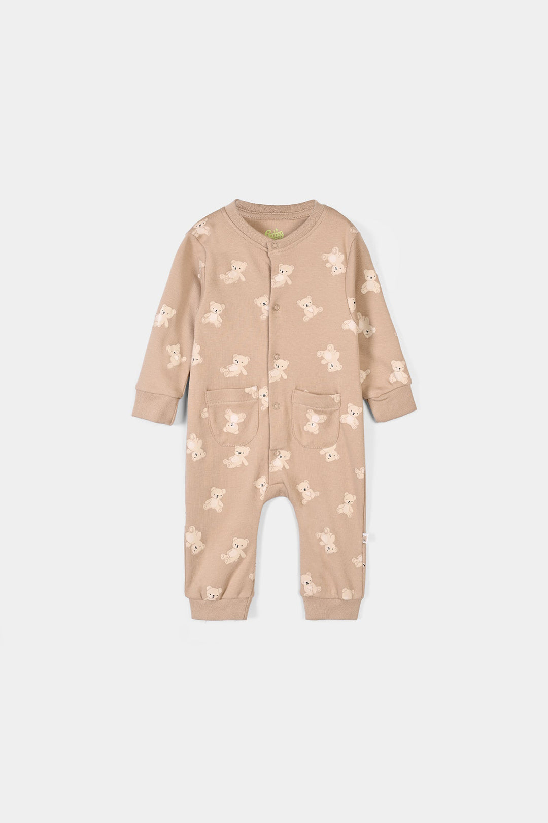 Infant Boys Cotton Interlock Knitted Romper Teddy-Brown
