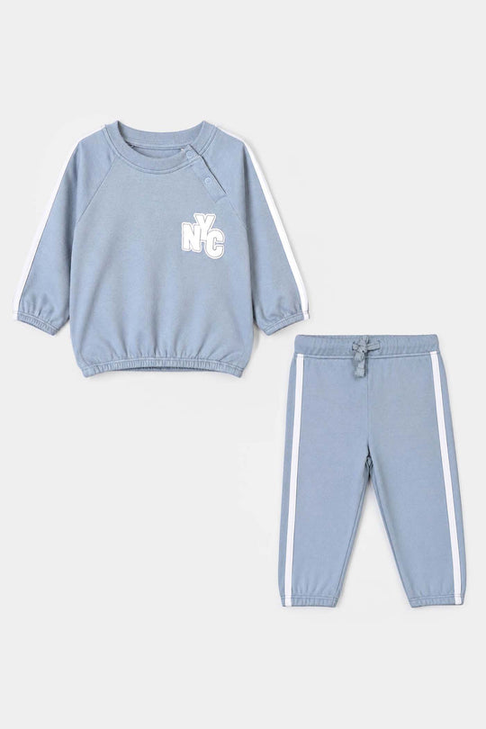 Infant Boys Cotton Interlock Knitted Suit NYC-Blue