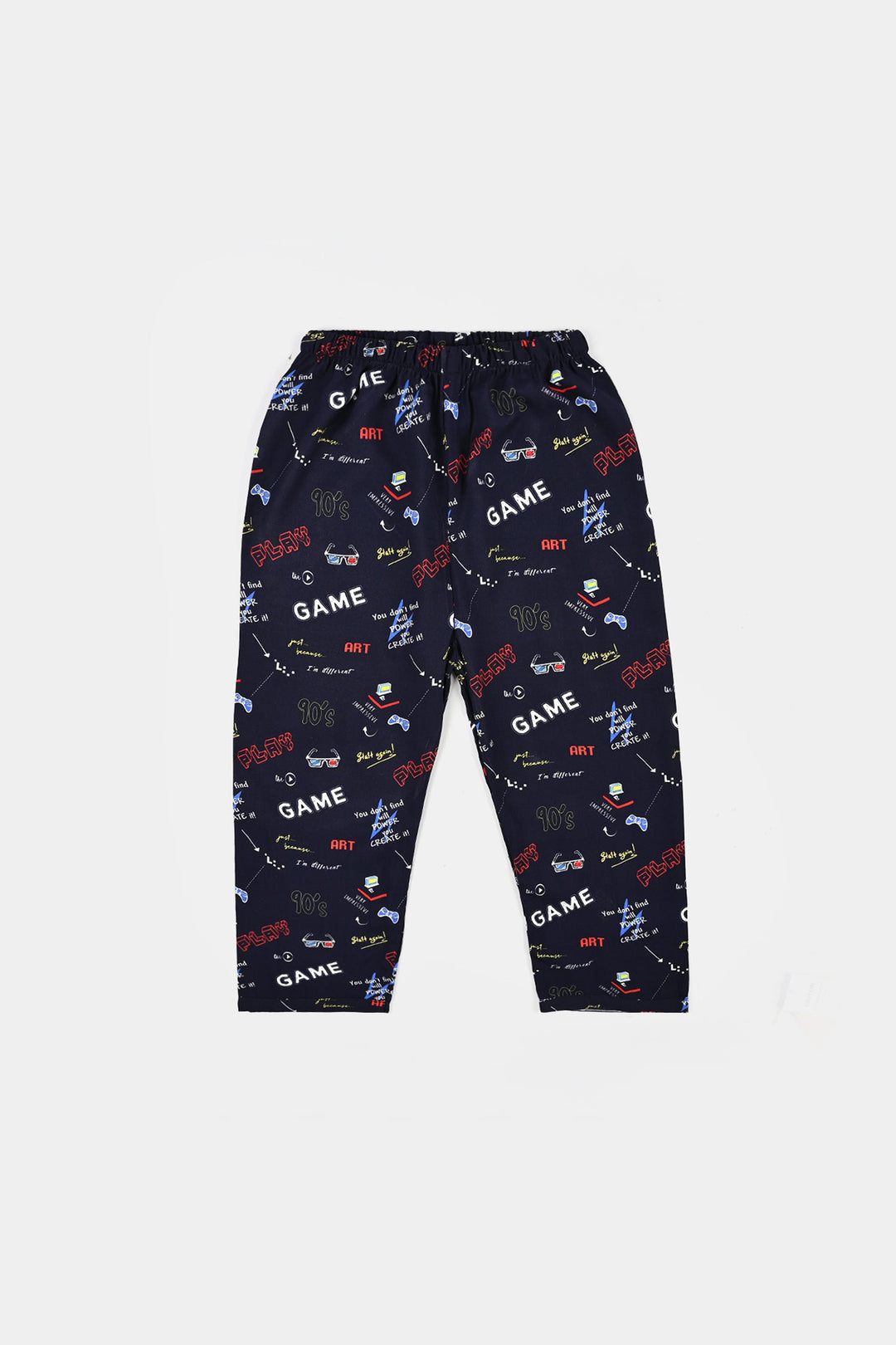 Boys Linen Viscose Nightwear-90's Game-NAVY