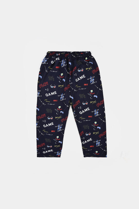Boys Linen Viscose Nightwear-90's Game-NAVY