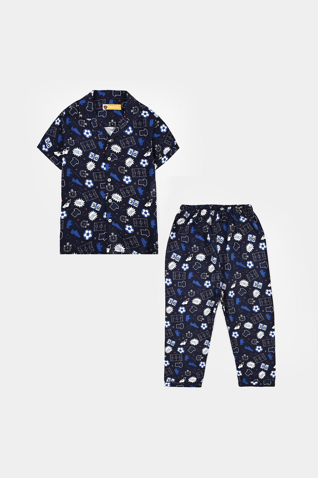 Boys Linen Viscose Nightwear-Goal-NAVY