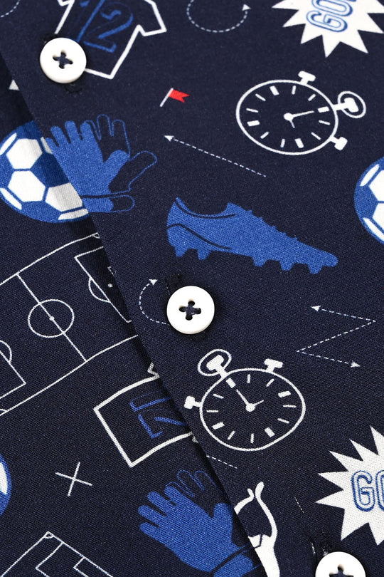 Boys Linen Viscose Nightwear-Goal-NAVY