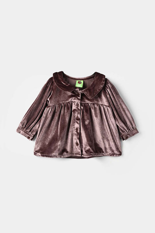 Infant Girls Velvet Casual Top Tulip