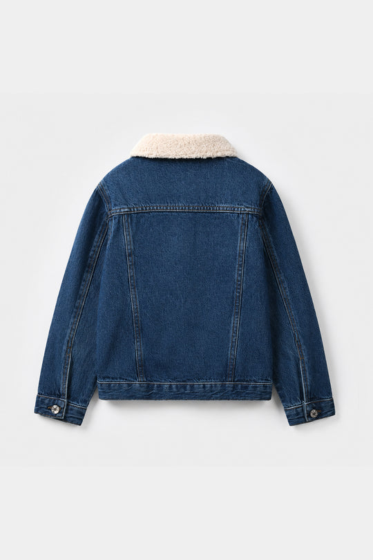 Girls Denim Rigid Jacket Just Have Fun - Mid Blue