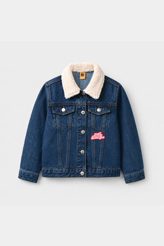 Girls Denim Rigid Jacket Just Have Fun - Mid Blue