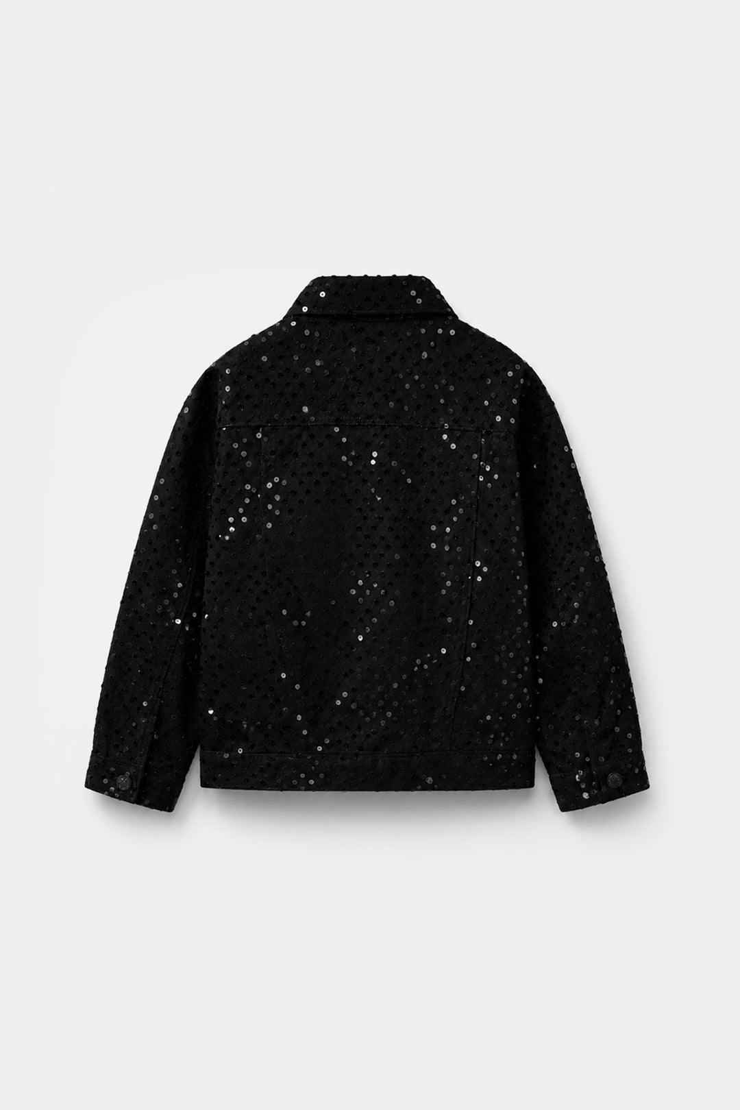 Girls Cotton Twill Woven Jacket Sequence Black