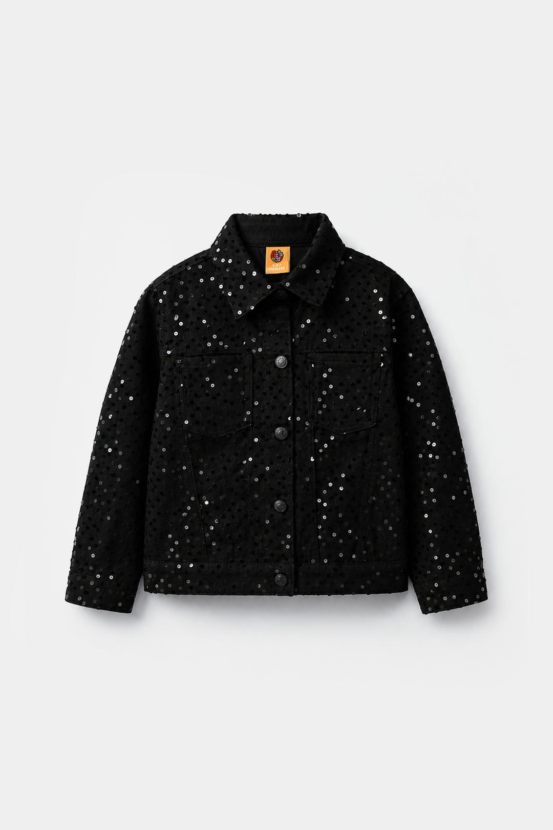 Girls Cotton Twill Woven Jacket Sequence Black
