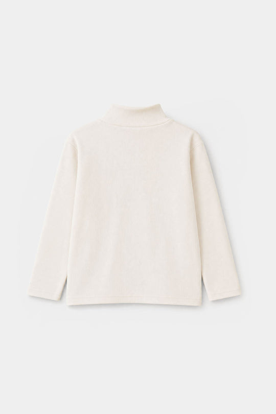 Infant Boys 2x1 Rib Turtle Neck Off White