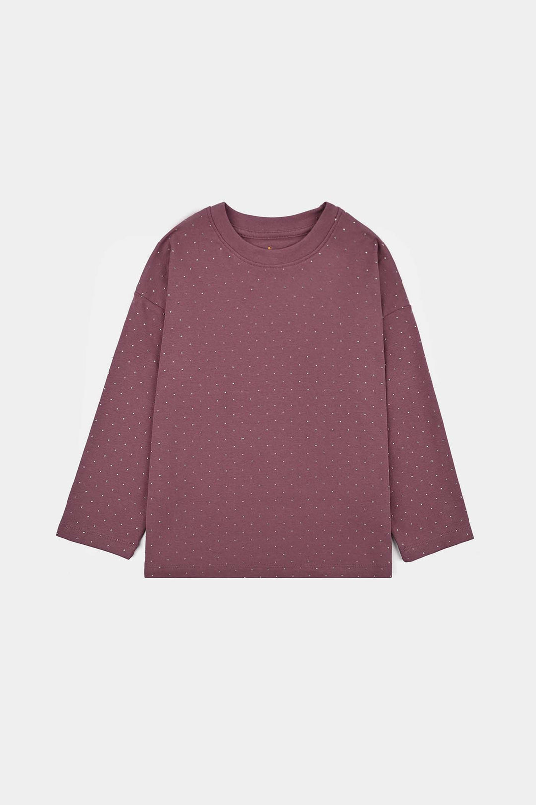 Girls Lycra Jersey T-Shirt Silver Studs-Purple