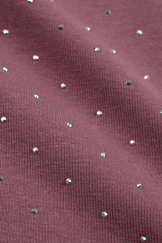 Girls Lycra Jersey T-Shirt Silver Studs-Purple