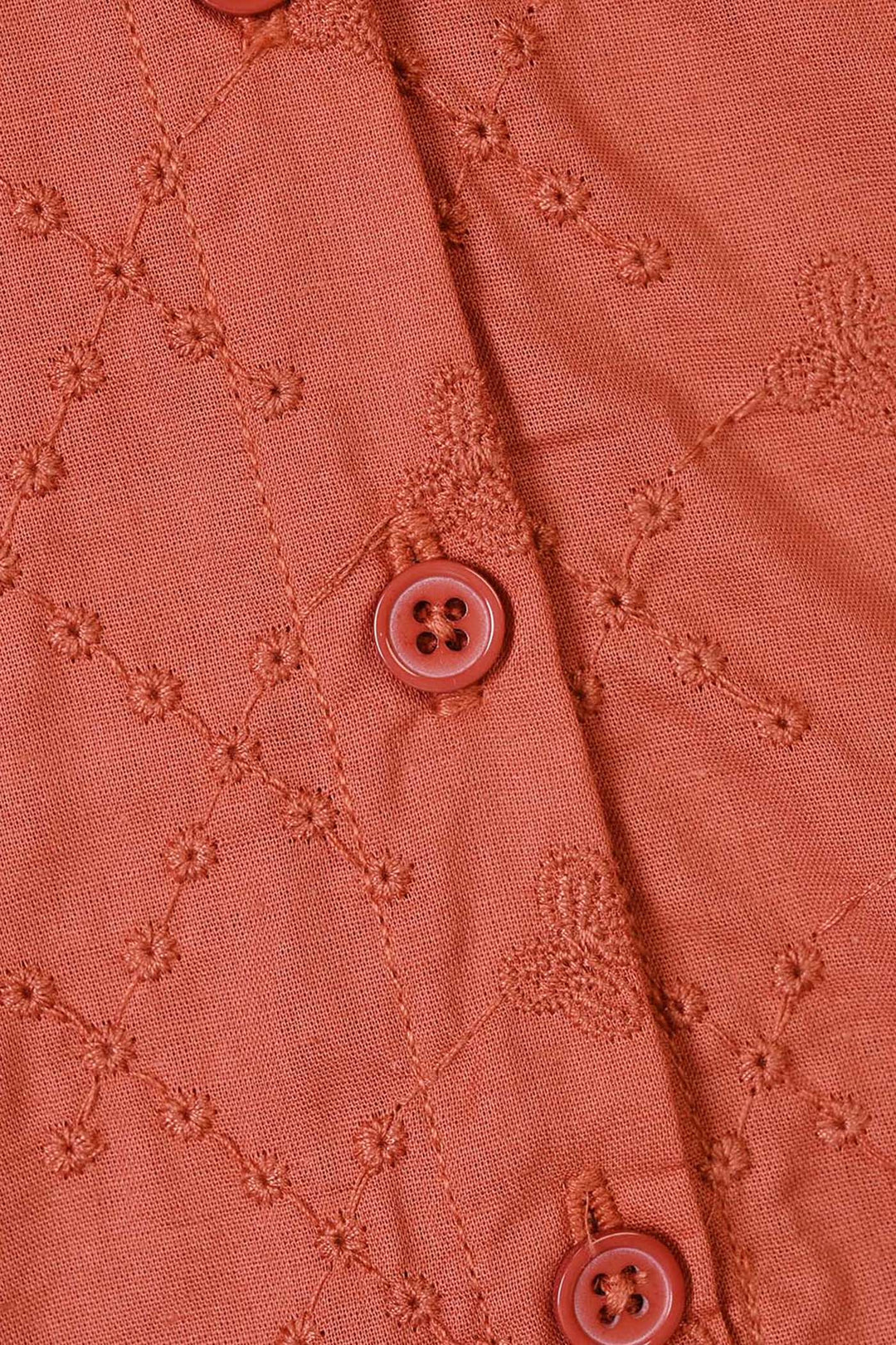 Girls Cotton Emb Top Blossom- Orange