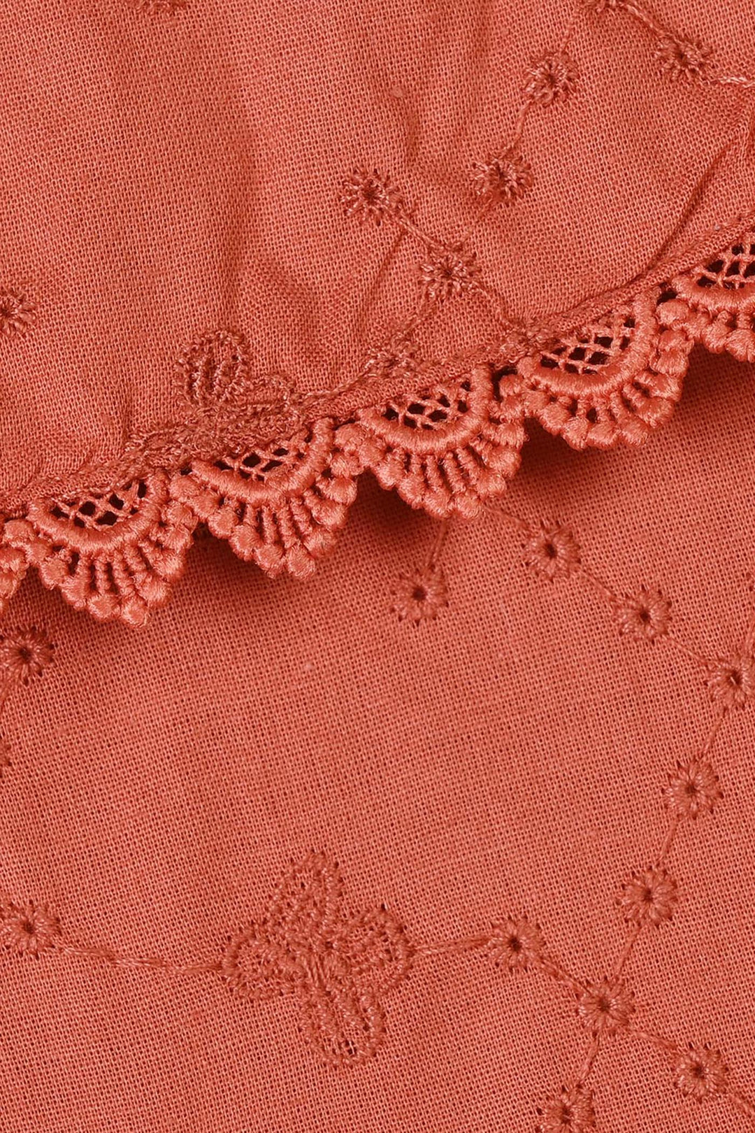 Girls Cotton Emb Top Blossom- Orange