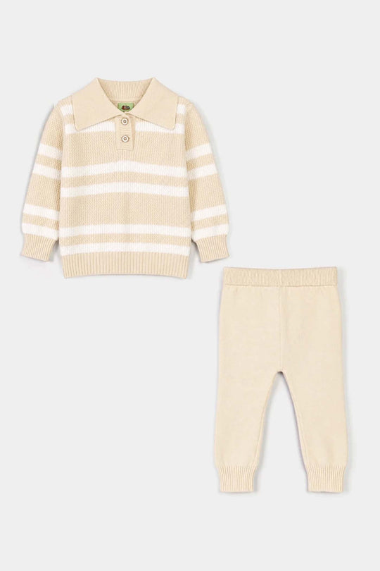 Infant Boys Acrylic Co-ord Set-Classy-Cream