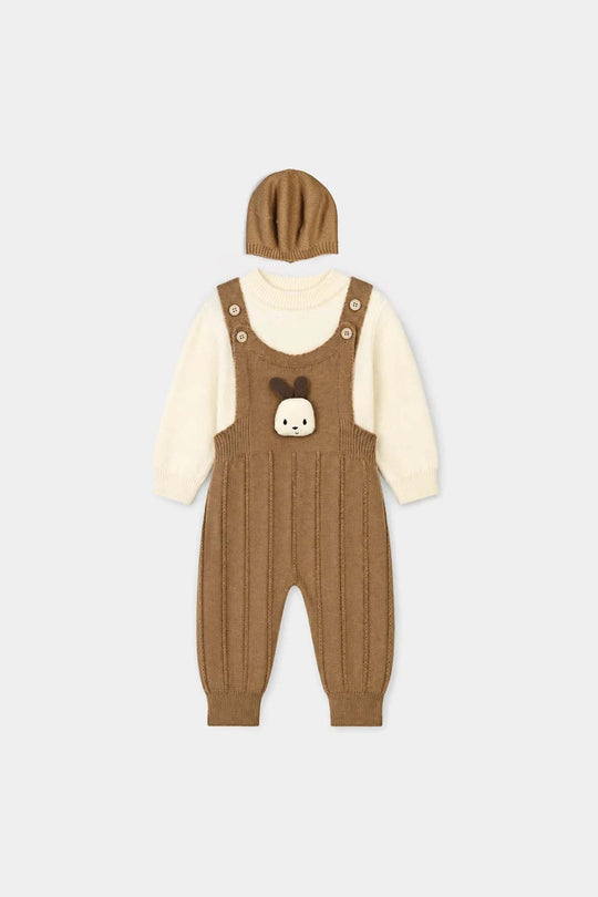 Infant Boys Acrylic Co-ord Set-Little Bunny-Brown
