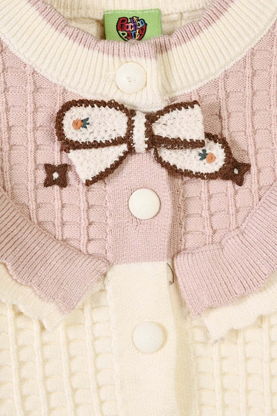 Infant Girls Acrylic Co-ord Set-Box Cabling-Lt.Pink