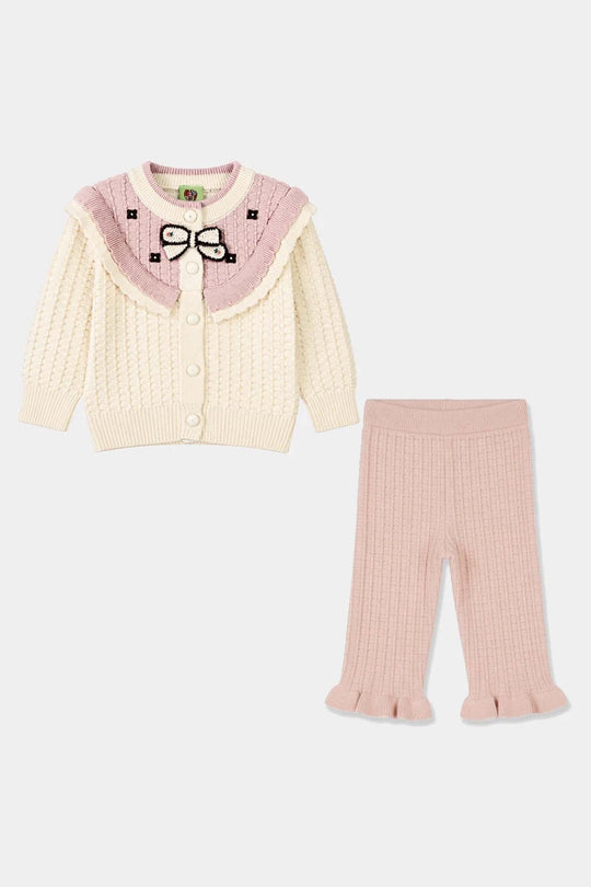 Infant Girls Acrylic Co-ord Set-Box Cabling-Lt.Pink