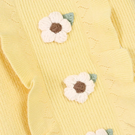 Infant Girls Acrylic Sweater-Sunshine Bloom-Yellow