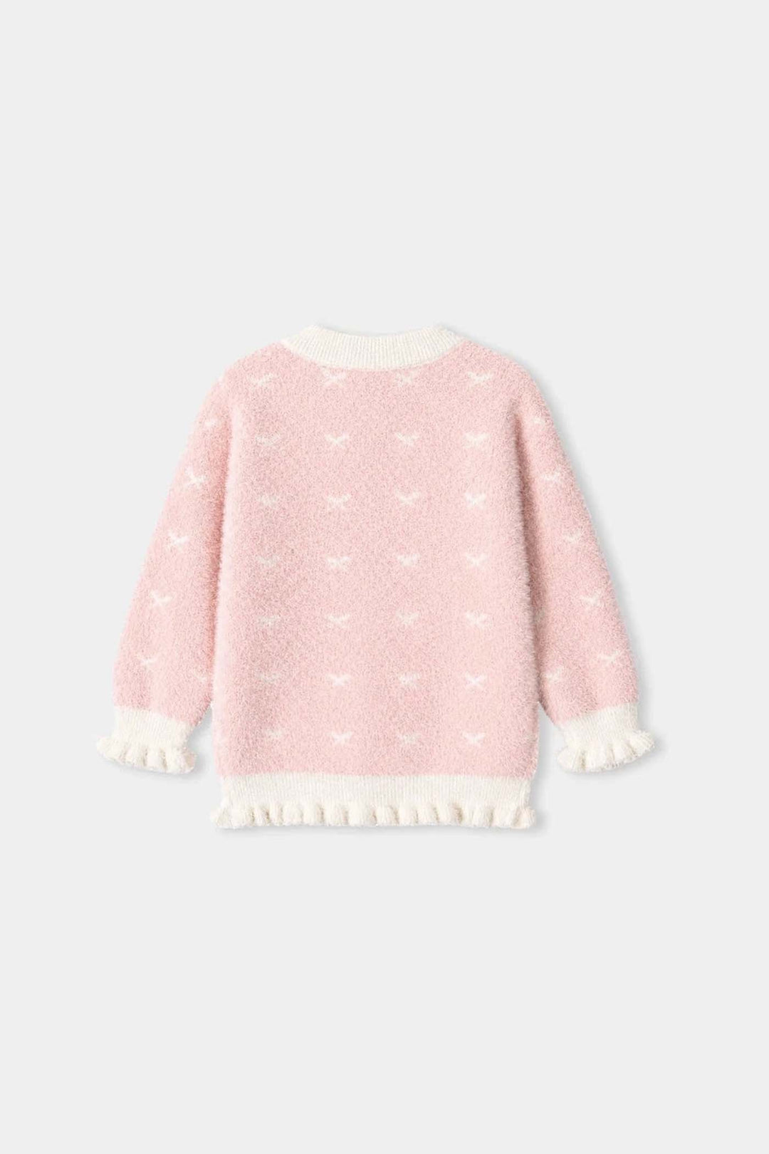 Infant Girls Acrylic Sweater-Fuzzy Ruffle-LT.Pink