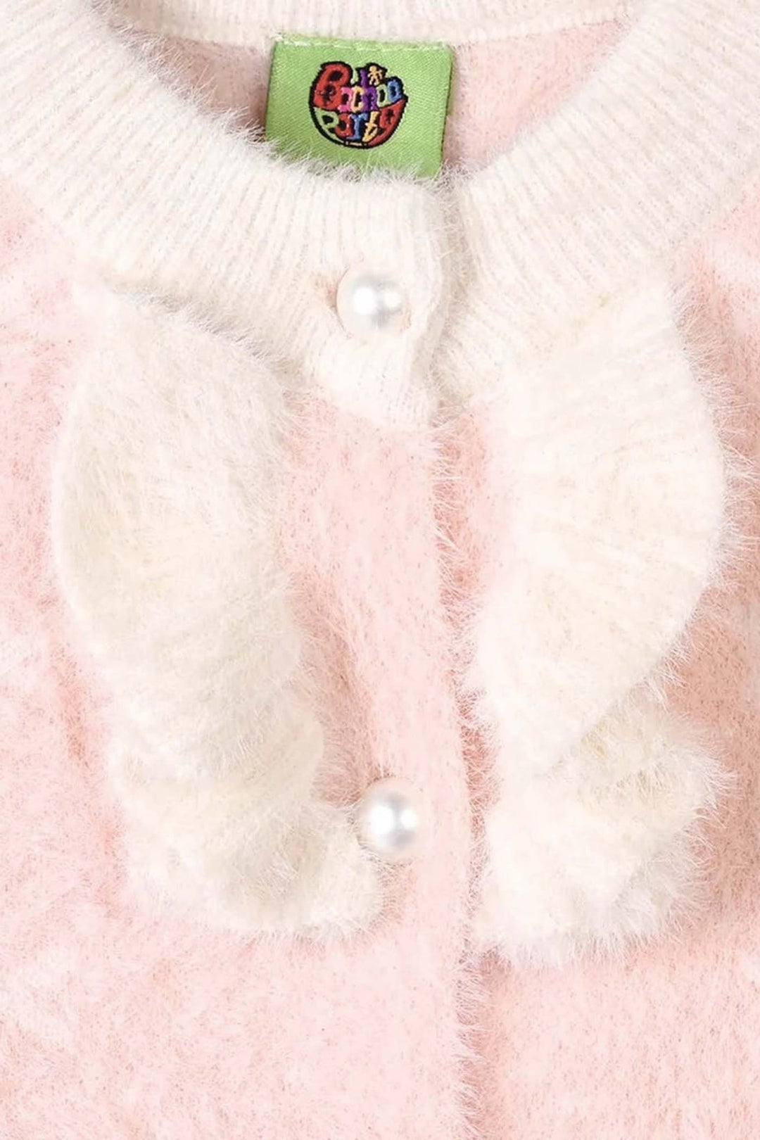 Infant Girls Acrylic Sweater-Fuzzy Ruffle-LT.Pink