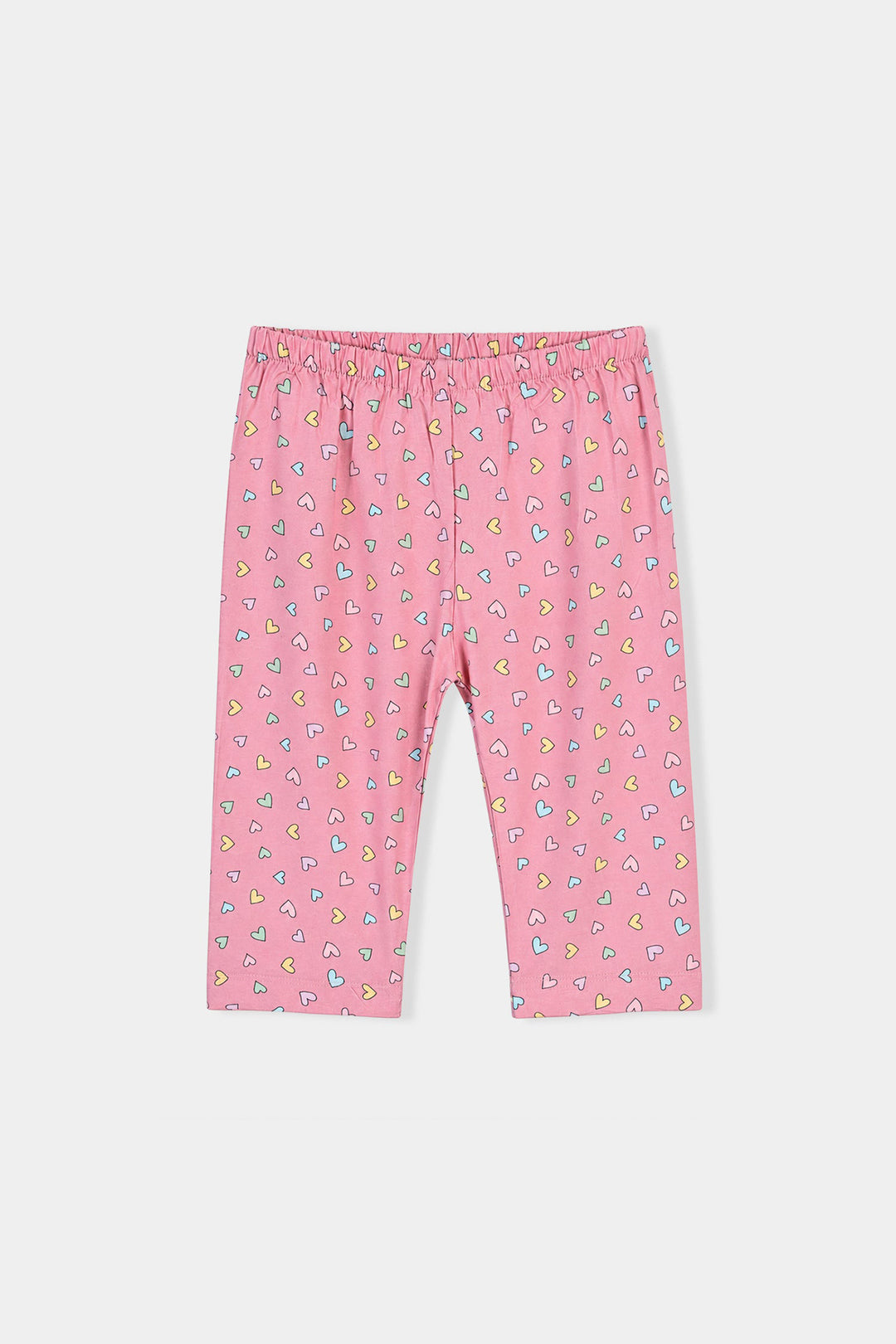 Infant Girls Linen Viscose Nightwear-Multi Hearts-Pink